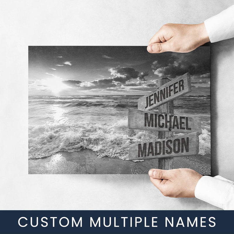 Ocean Sunset Multi-Names Poster