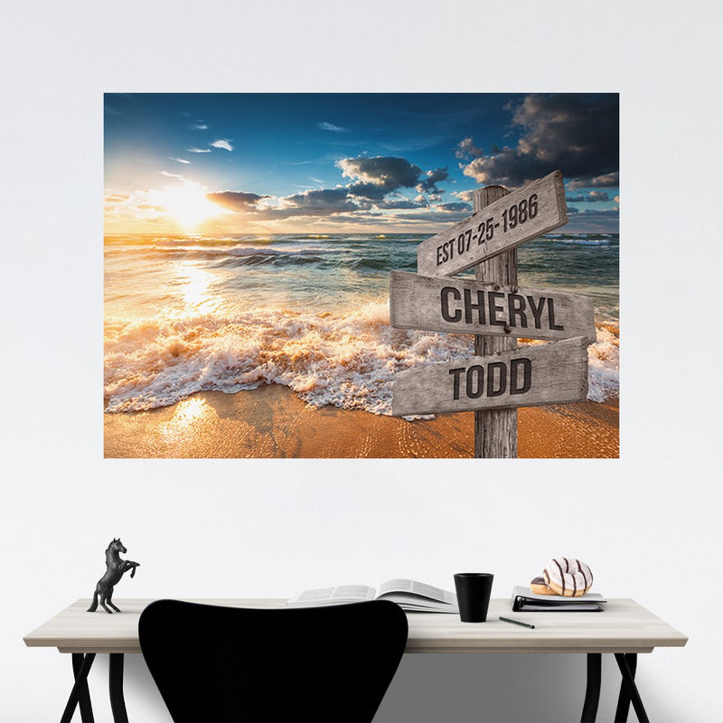 Ocean Sunset Color Names Poster