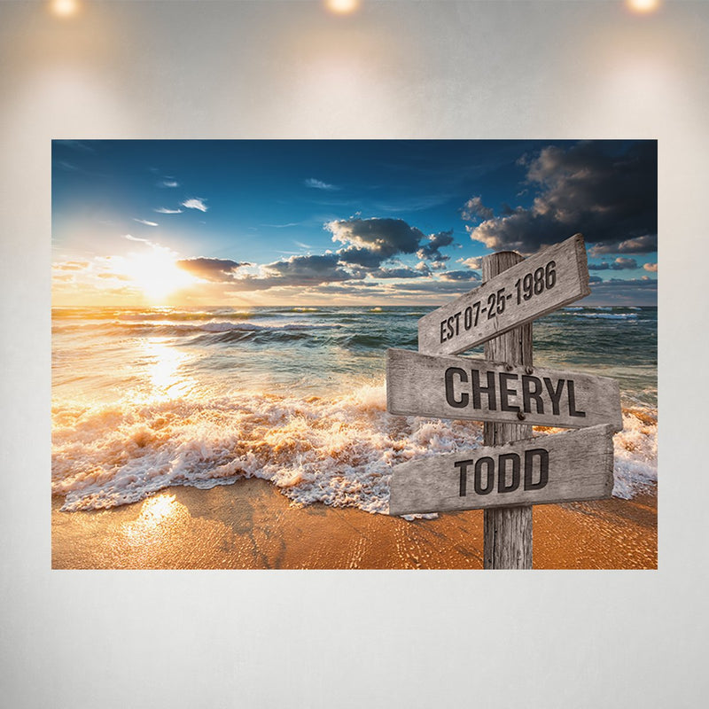 Ocean Sunset Color Names Poster