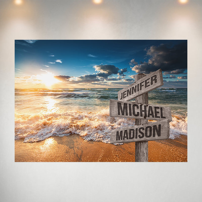 Ocean Sunset Color Multi-Names Poster