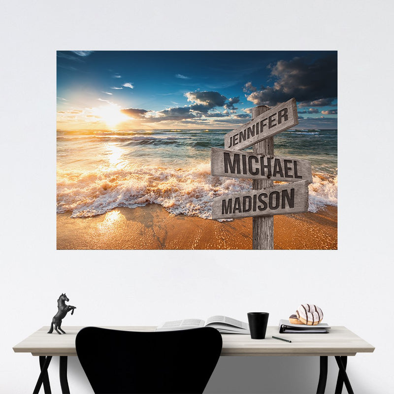 Ocean Sunset Color Multi-Names Poster
