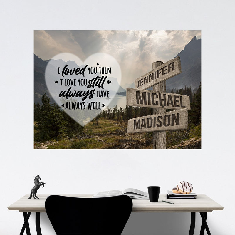 Mountain Range Heart Color Saying 1 Multi-Names Poster