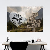 Mountain Range Heart Color Saying 4 Multi-Names Poster