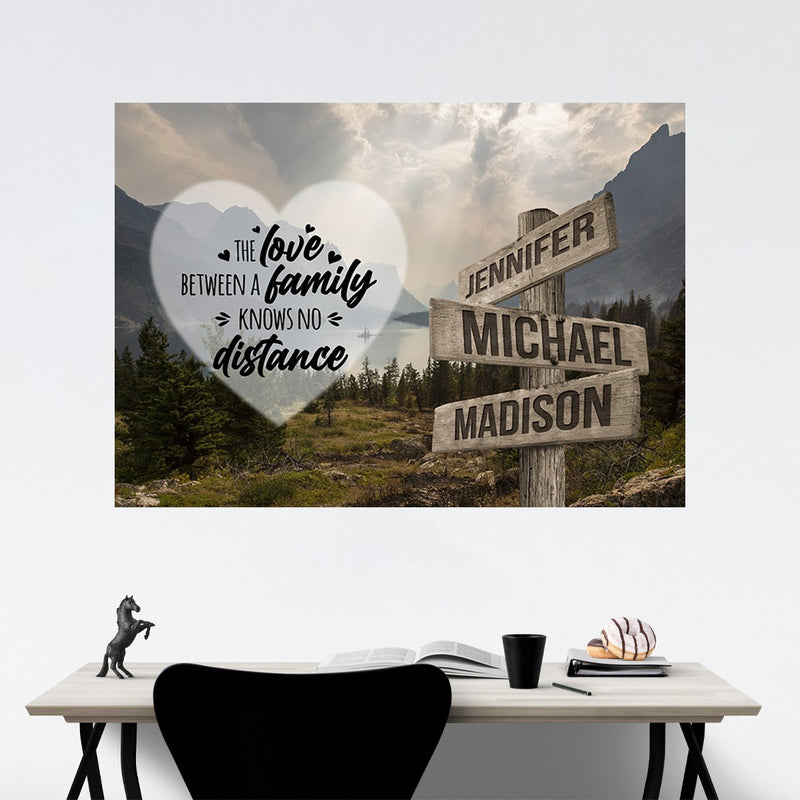 Mountain Range Heart Color Saying 5 Multi-Names Poster