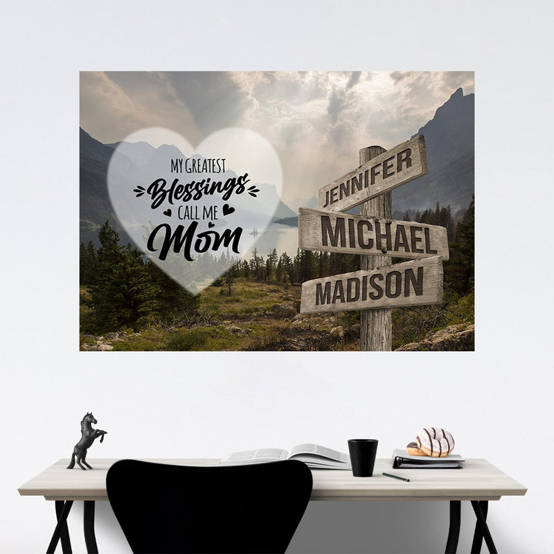 Mountain Range Color - Call Me Mom Multi-Names Poster