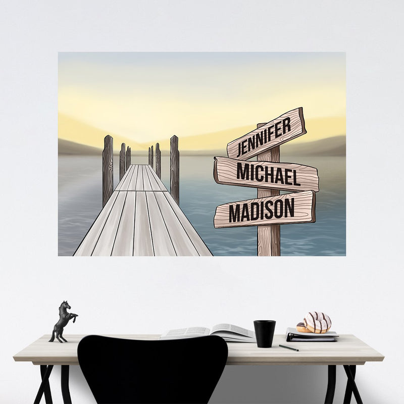 Lake Dock Art Color Multi-Names Poster