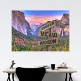 Yosemite Sunset Color Multi-Names Poster