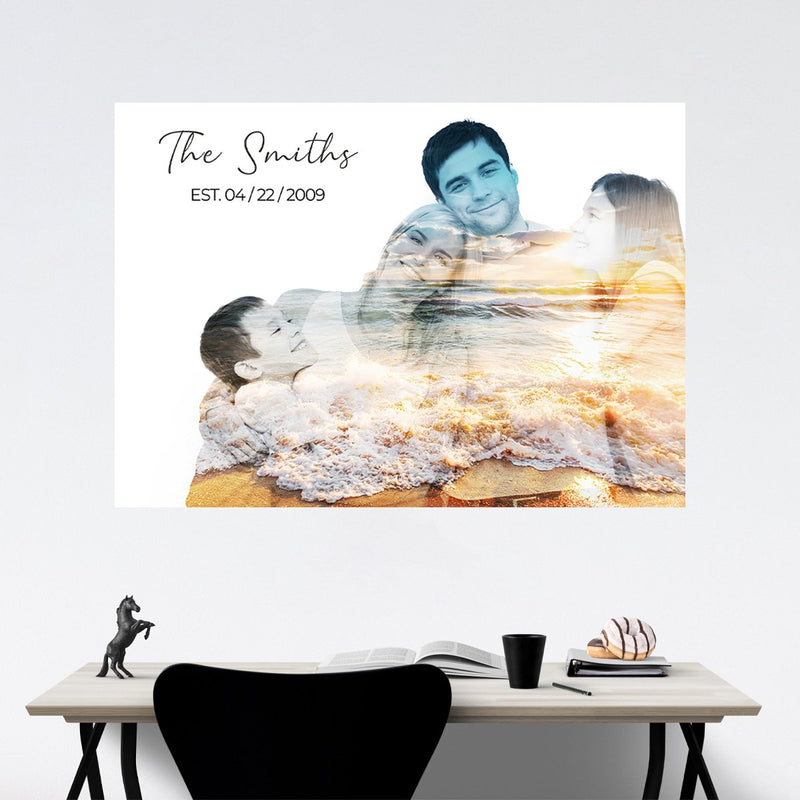 Family Blend Ocean Sunset Name Poster