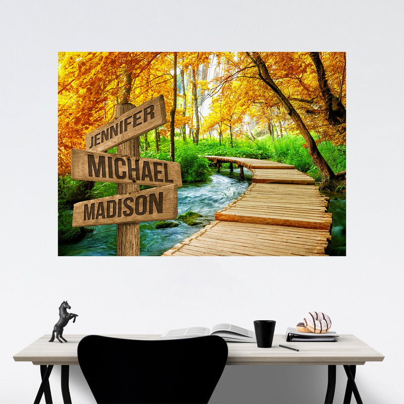 Woods Path Color Multi-Names Poster