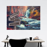 Waterfall Color Multi-Names Poster