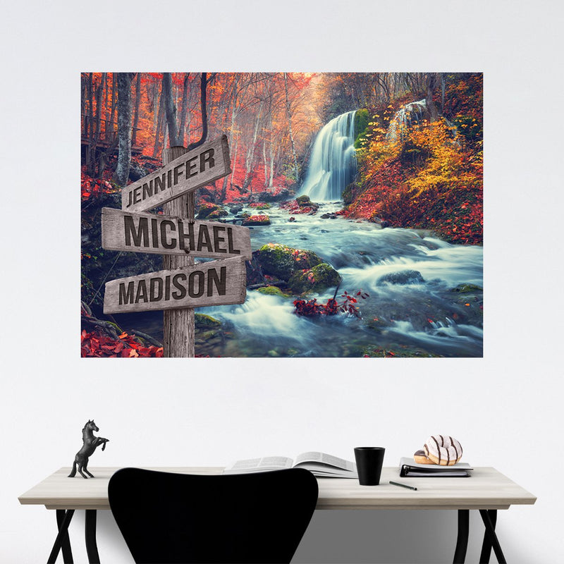 Waterfall Color Multi-Names Poster