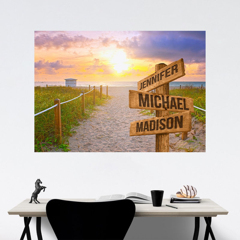 Miami Beach Sunset Color Multi-Names Poster