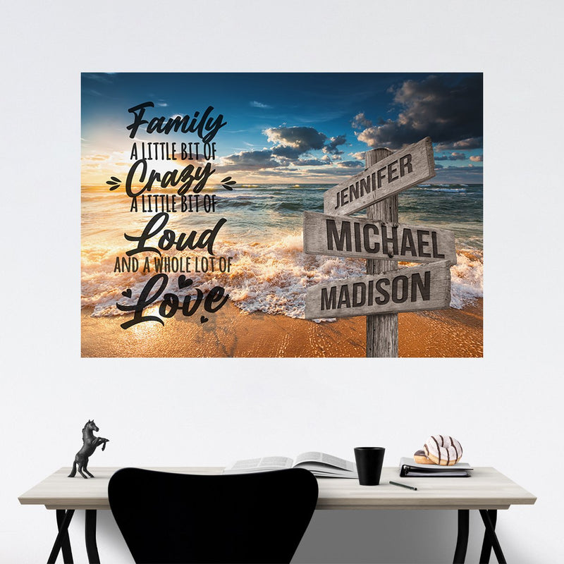 Ocean Sunset Color with Saying 2 Multi-Names Poster