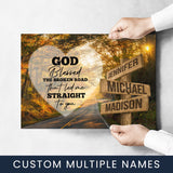 Autumn Road Heart Color - God Blessed Multi-Names Poster