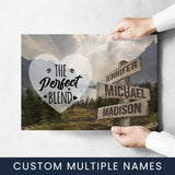 Mountain Range Heart Color Saying 4 Multi-Names Poster