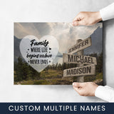 Mountain Range Heart Color Saying 6 Multi-Names Poster