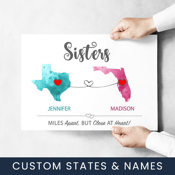 Sister State Watercolor Poster