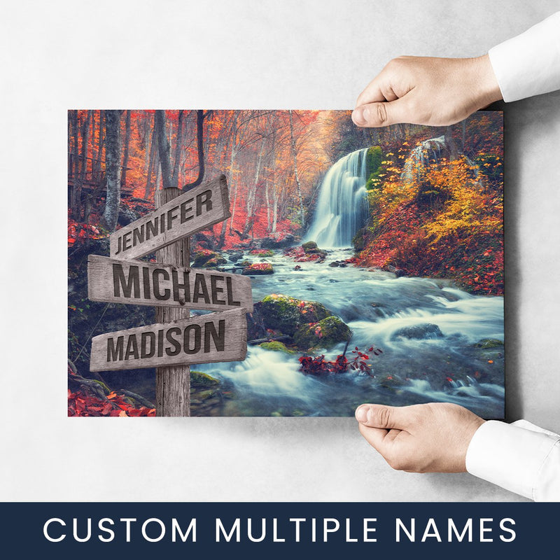 Waterfall Color Multi-Names Poster