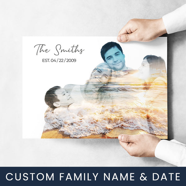 Family Blend Ocean Sunset Name Poster