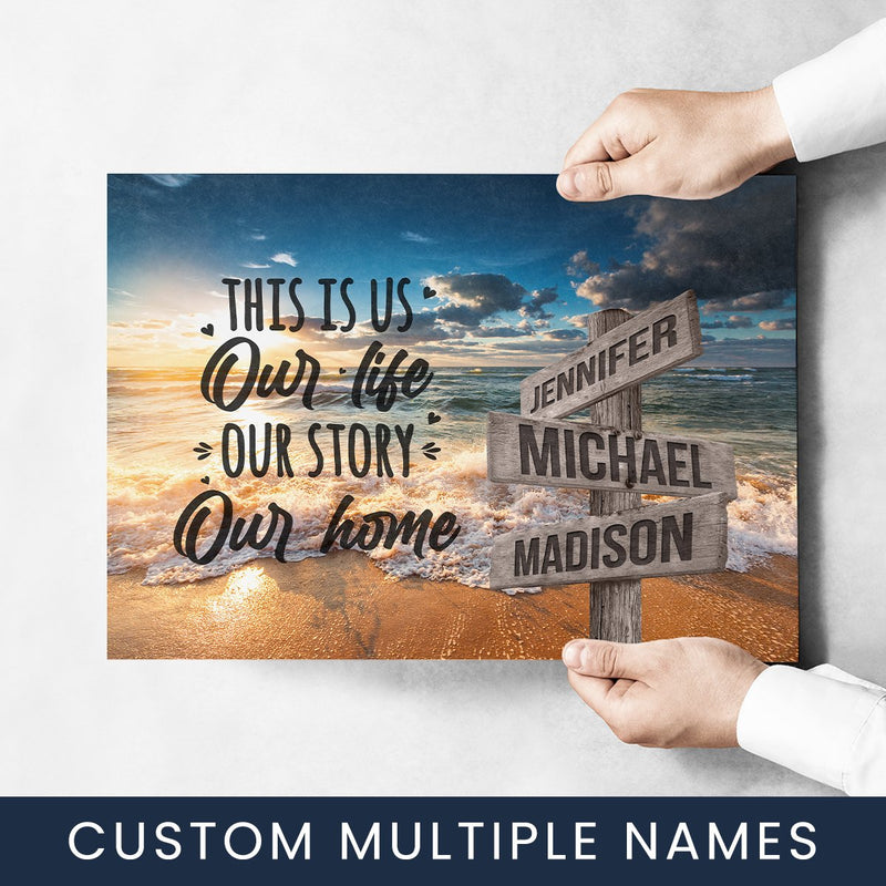 Ocean Sunset Color with Saying 7 Multi-Names Poster