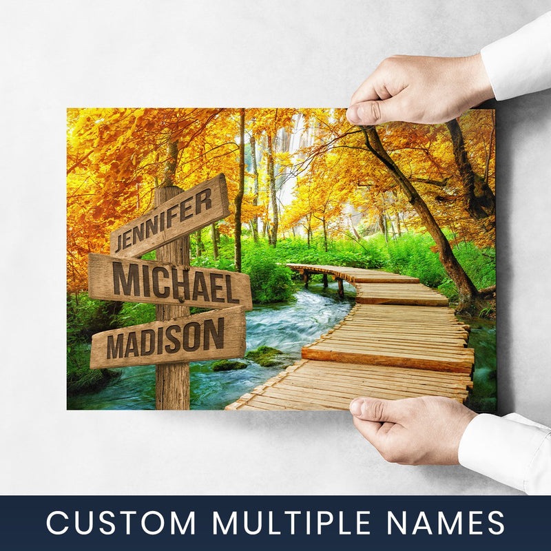 Woods Path Color Multi-Names Poster