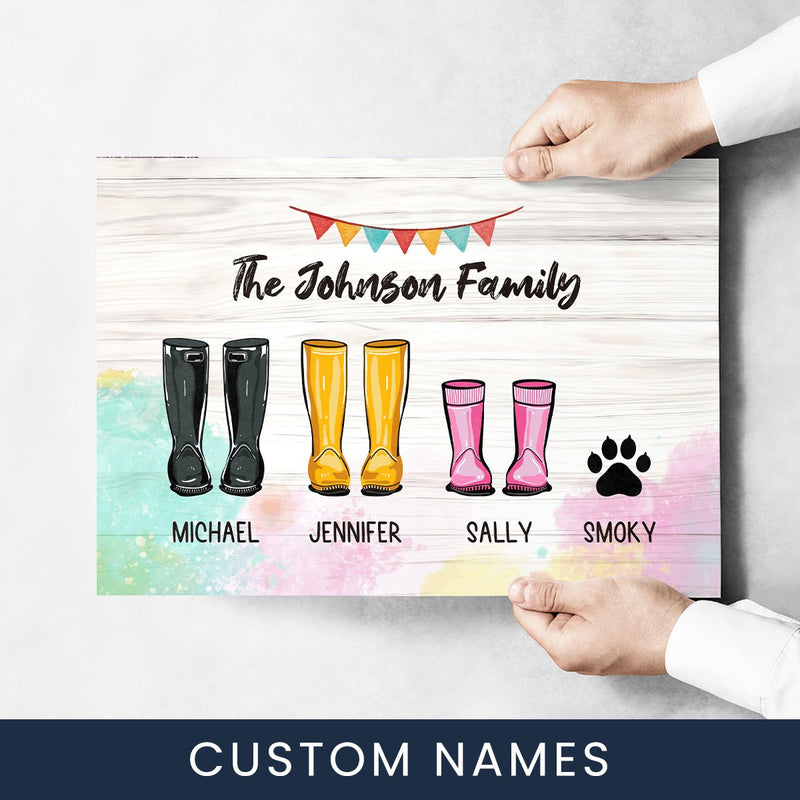 Family Boots Multi-Name Poster