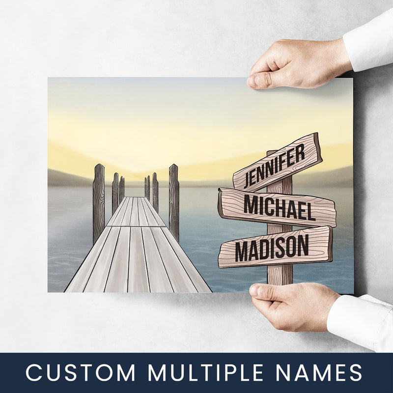 Lake Dock Art Color Multi-Names Poster