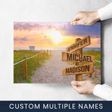 Miami Beach Sunset Color Multi-Names Poster