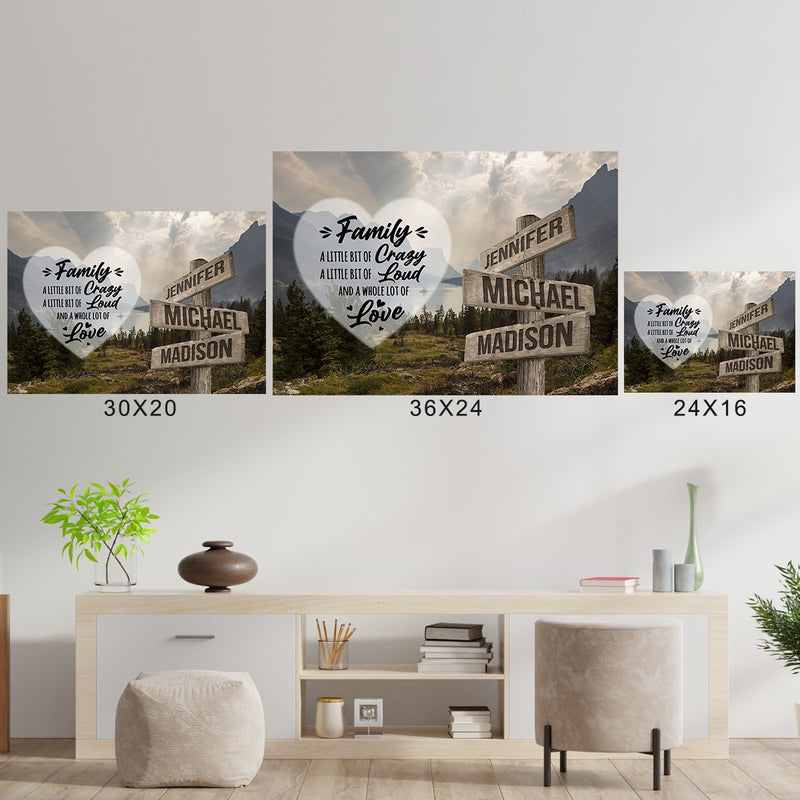 Mountain Range Heart Color Saying 2 Multi-Names Poster