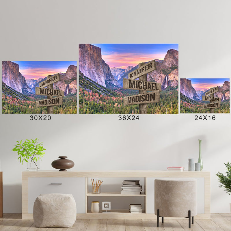 Yosemite Sunset Color Multi-Names Poster