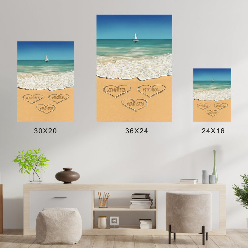 Heart in Sand Multi-Names Poster