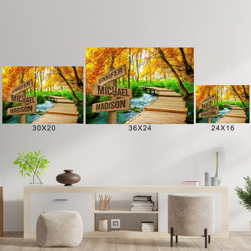 Woods Path Color Multi-Names Poster