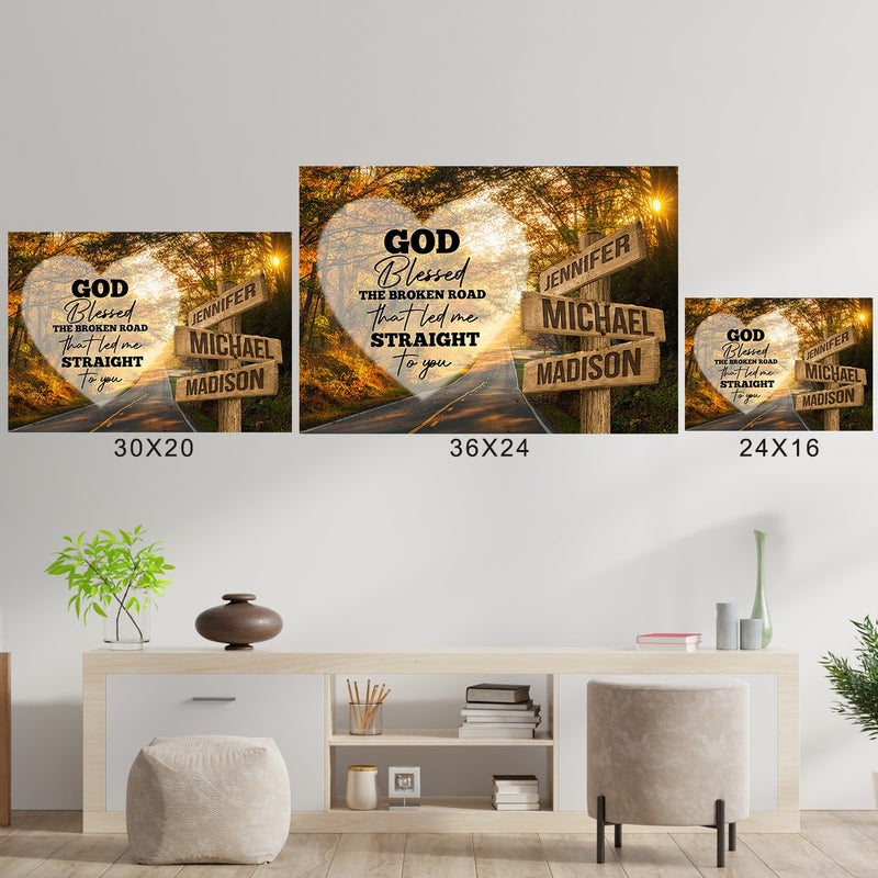 Autumn Road Heart Color - God Blessed Multi-Names Poster