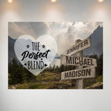 Mountain Range Heart Color Saying 4 Multi-Names Poster