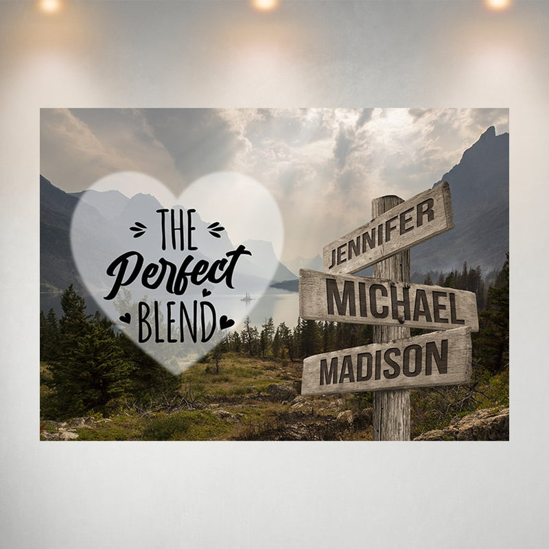 Mountain Range Heart Color Saying 4 Multi-Names Poster