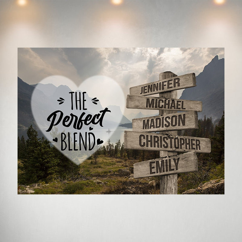 Mountain Range Heart Color Saying 4 Multi-Names Poster