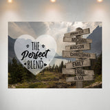 Mountain Range Heart Color Saying 4 Multi-Names Poster