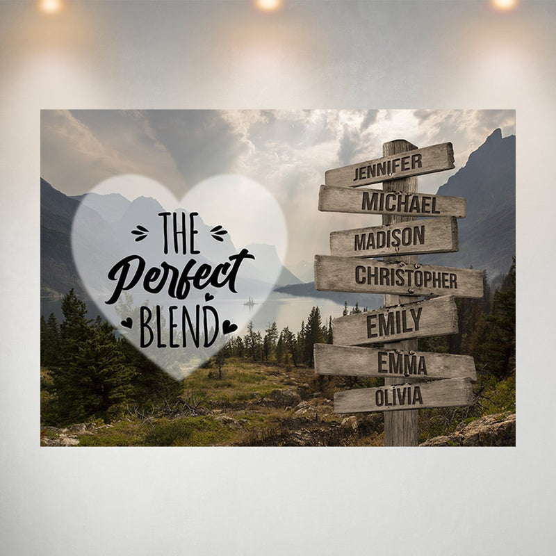 Mountain Range Heart Color Saying 4 Multi-Names Poster