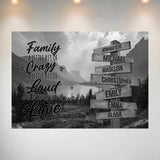 Mountain Range with Saying 2 Multi-Names Premium Canvas