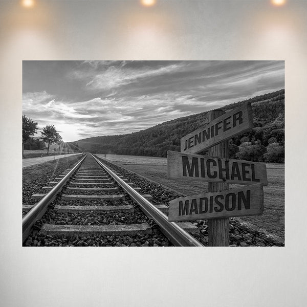 Railroad Track Multi-Names Poster