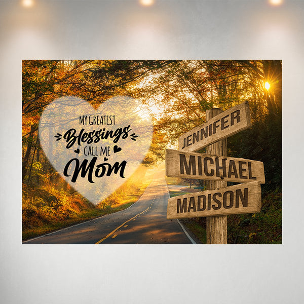 Autumn Road Color - Call Me Mom Multi-Names Poster