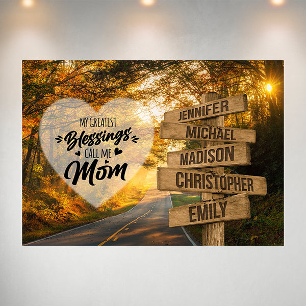 Autumn Road Color - Call Me Mom Multi-Names Poster