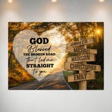 Autumn Road Heart Color - God Blessed Multi-Names Poster