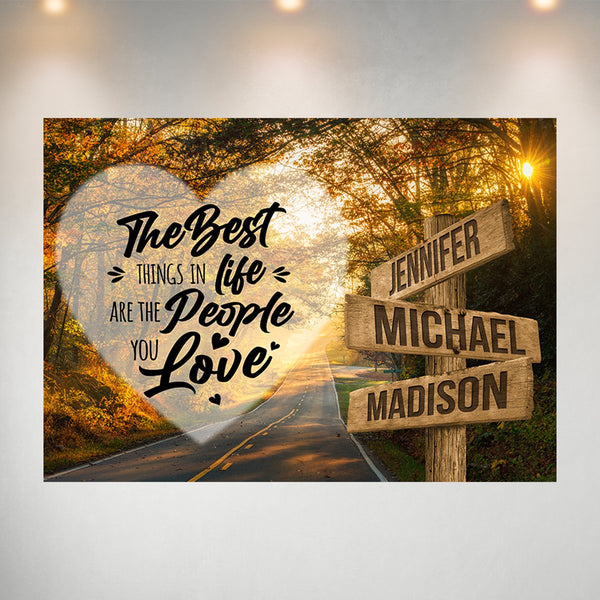 Autumn Road Heart Color Saying 3 Multi-Names Poster