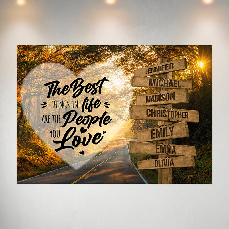 Autumn Road Heart Color Saying 3 Multi-Names Poster