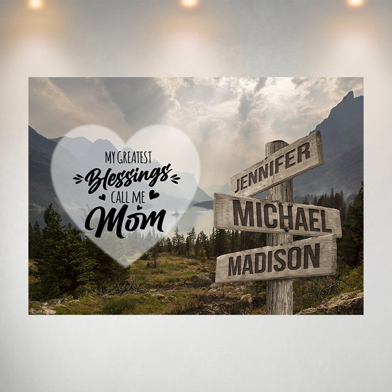 Mountain Range Color - Call Me Mom Multi-Names Poster