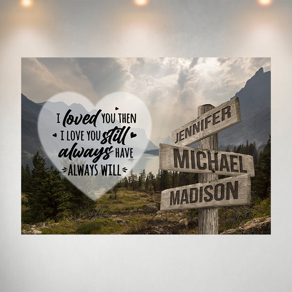 Mountain Range Heart Color Saying 1 Multi-Names Poster