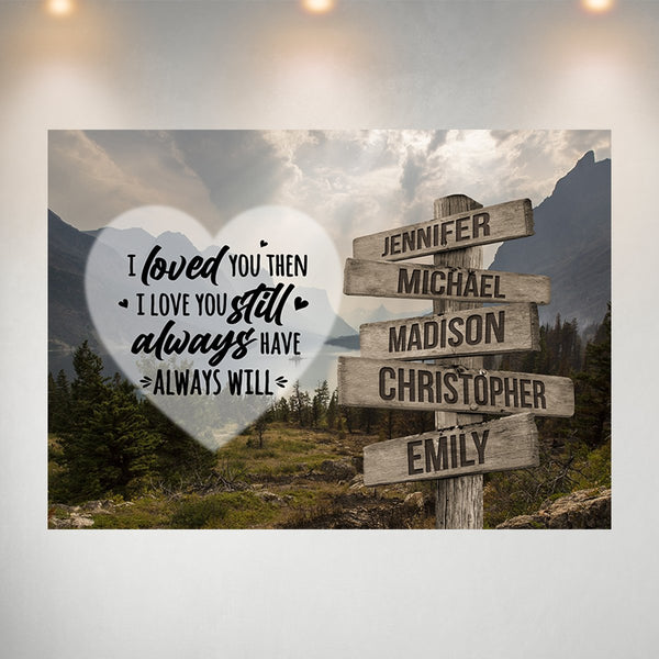 Mountain Range Heart Color Saying 1 Multi-Names Poster