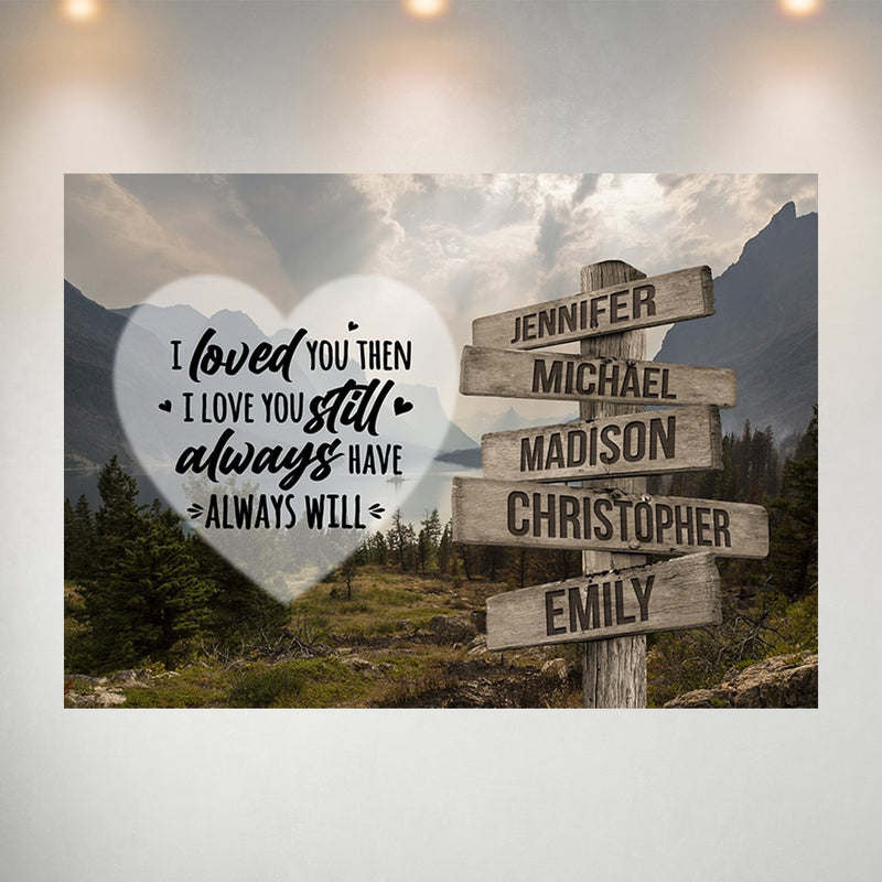 Mountain Range Heart Color Saying 1 Multi-Names Poster