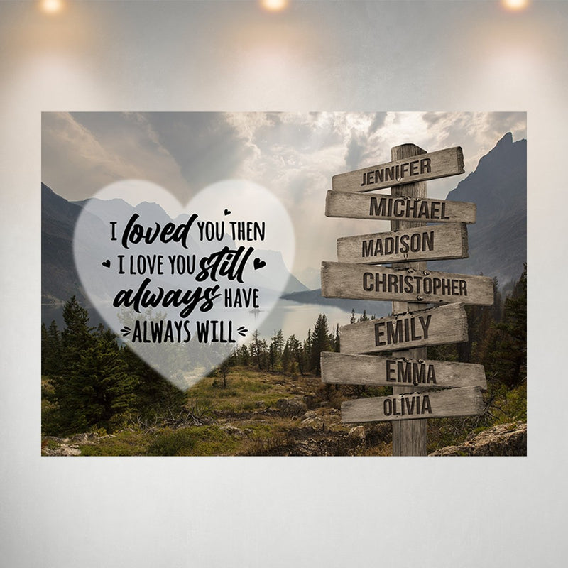 Mountain Range Heart Color Saying 1 Multi-Names Poster
